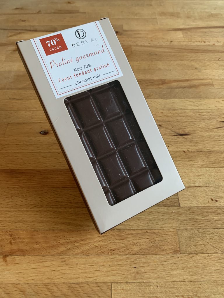 Tablette fourrée chocolat noir 70% - Praliné Gourmand